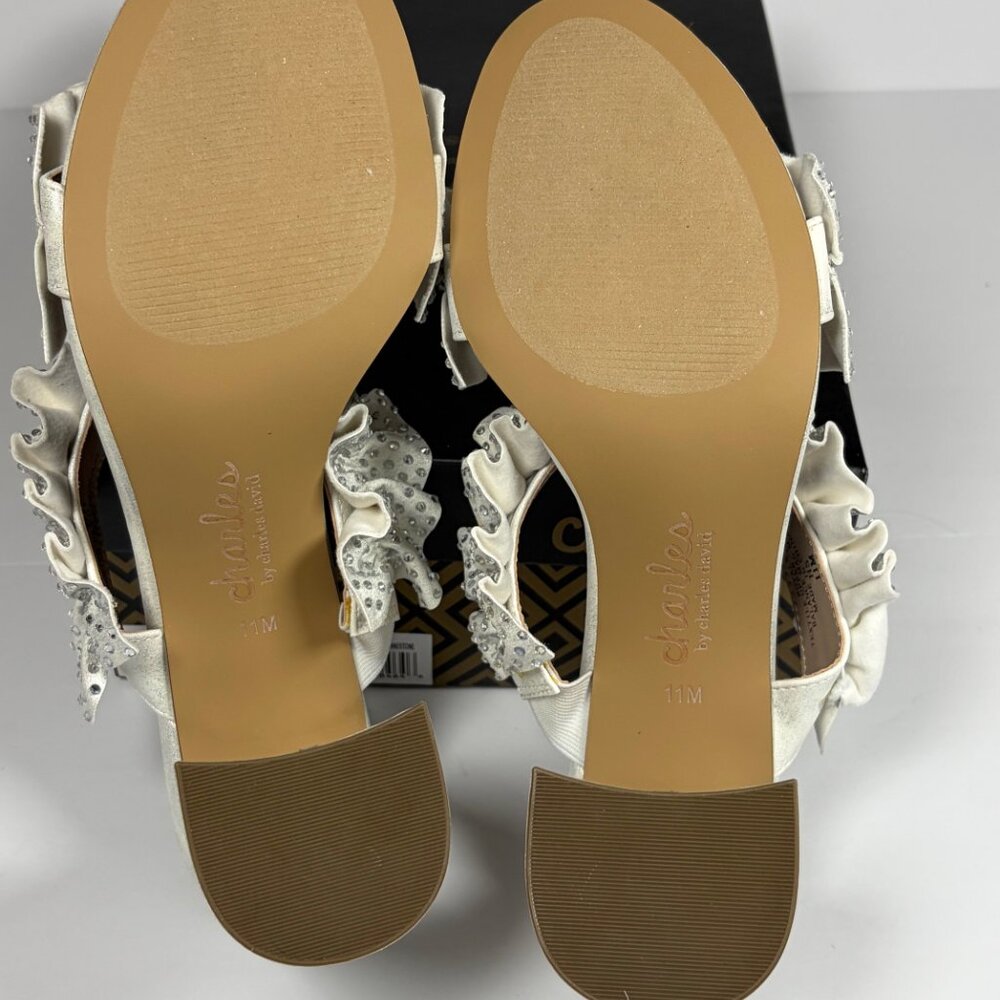 Charles by Charles David Royals Sandals Women’s 11 White Rhinestone Block Heel - Picture 10 of 14
